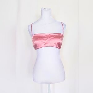 Zara Size Large Pink Satin Bandeau Top NWT Adjustable Straps